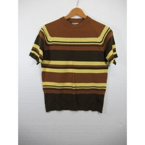Vintage 60s Towncraft Penneys Sweater Men Small Striped Acrylic Mod Retro